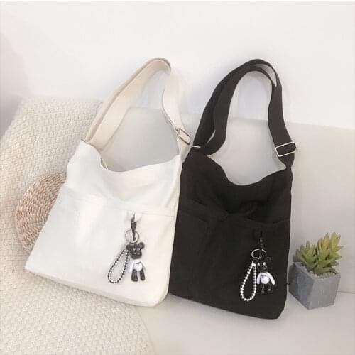Canvas Shopper Crossbody Shoulder Bags for Womens Purses and Handbag Girls 2021 Fashion Casual Travel Female Washable Totes Bag