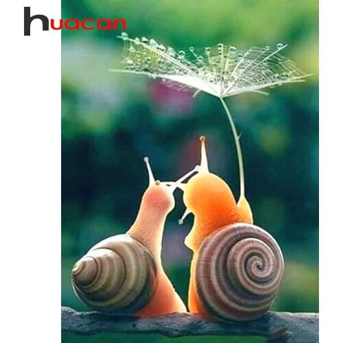 Huacan 5D DIY Diamond Painting Snails Full Square/Round Paint With Diamonds Embroidery Animal Decorations Home Art