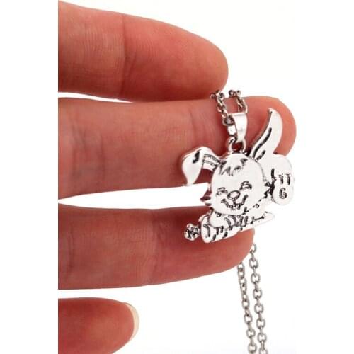 Hzew Rabbit and its carrot Pendant Necklace cute rabbit necklaces