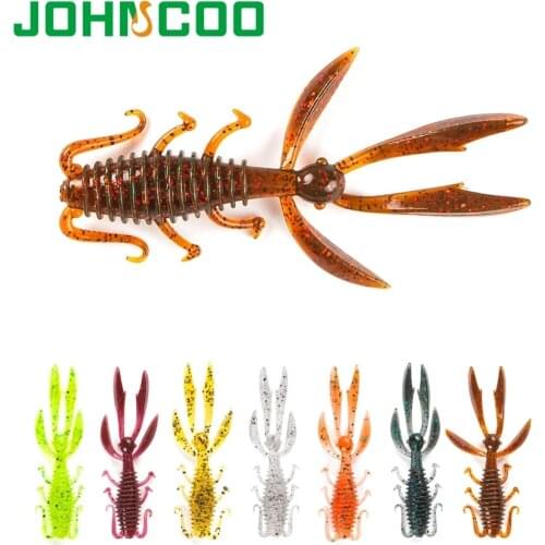 JOHNCOO Soft Shrimp Lures Soft Baits 65mm 75mm 10pcs Fishing Lure Pesca Bionic Artificial Silicone Shrimp Swimbait Soft Worm