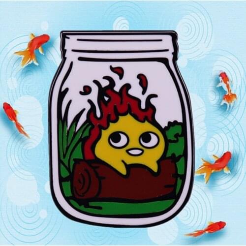 Calcifer Fire Elf Monster Flame Howl Kawaii Japanese Anime enamel pin Nerd Cute badge brooch Jewelry Gift for Friends Kids Fans