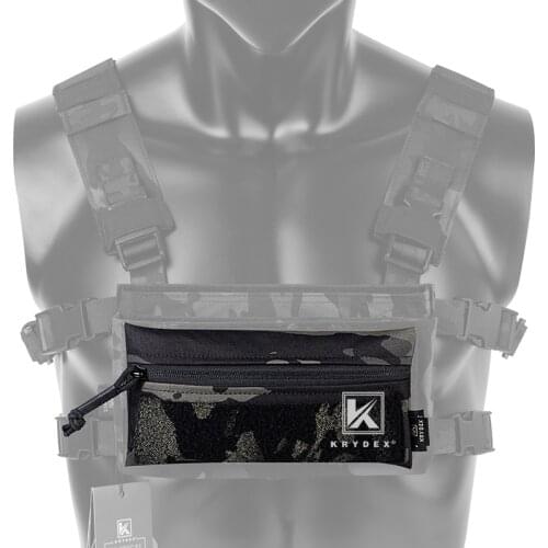 KRYDEX 4*8 Tactical Zipper Hook Candy Pouch W/ Loop & Hook For MK3 MK4 Ready Chest Rig Plate Carrier Vest Multicam Black