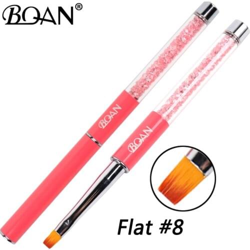 BQAN Flat#4#6#8 Builder Clean Up Pen Brush Carving UV Gel Polish Acrylic Extension Nail Art Tips Painting Drawing Manicure Tools