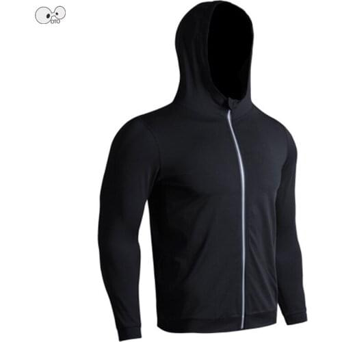 Elastic Men Hooded Zipper Running Jackets New Winter Autumn Hoodies Sport Shirt Fitness Gym Clothing Mens Breathable Sportswear