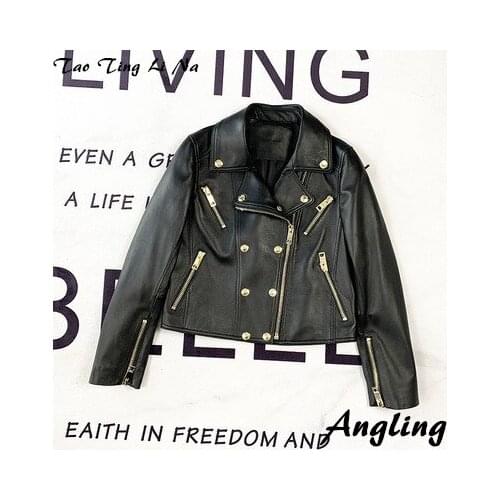 Top brand Spring 2020 Women Genuine Real Sheep Leather Jacket E50 high quality