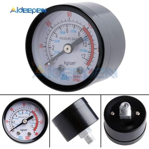 1/4 1/8 BSP Thread 0-180 PSI 0-12 Manometer Double Scale Bar Air Pressure Gauge 13mm For Air Compressor Iron Diameter about 52mm
