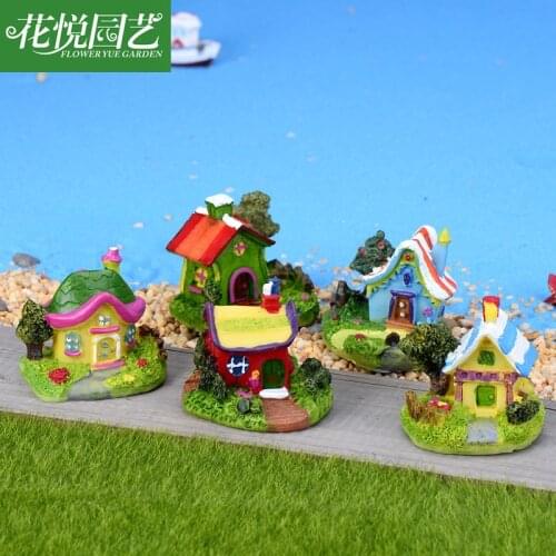 Miniature Fairy Gnome Colorful House Home Window Door for Yard Art Garden Sculpture Statues Decor Outdoor Fairy Garden