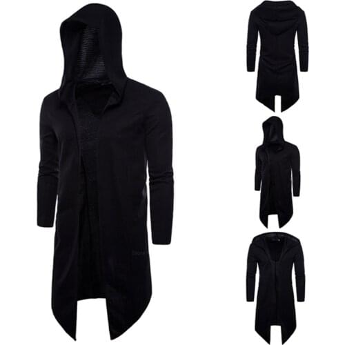 New Halloween Cosplay Costumes for Men Adult Black Jackets Gothic Vintage Renaissance Medieval Hooded Clothing