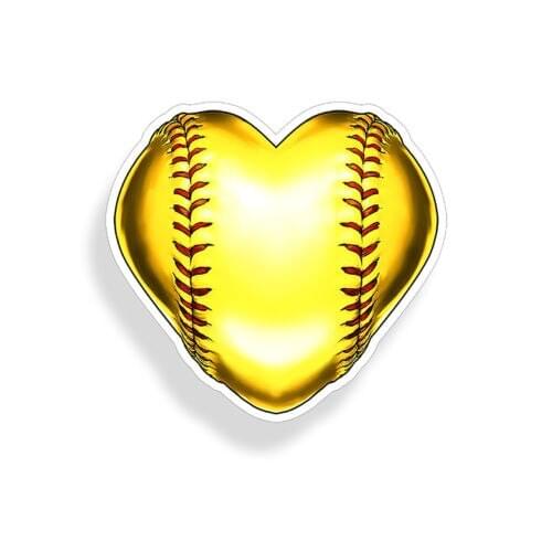 Heart Softball Sticker Soft Ball Cup Laptop Car Window Bumper helmet Vinyl Decal