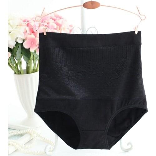 Pure cotton high waist ladies underwear sexy abdomen lift buttock breathable cotton briefs big size fat mm in the old trousers