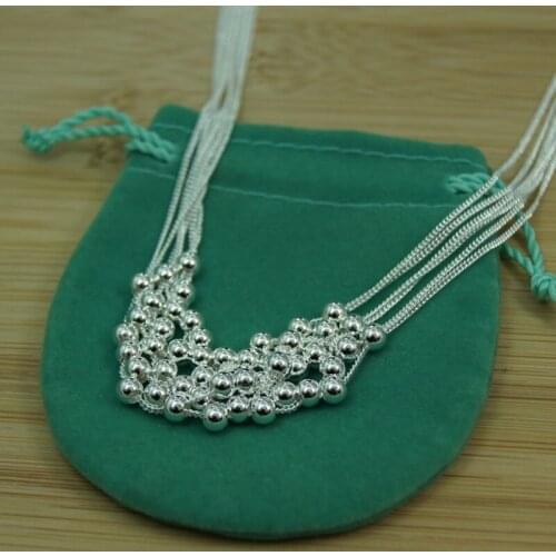 BABYLLNT 925 Sterling Silver Multi-chain Glossy ball Grape Beads Necklace For Women Wedding Engagement Party Charm Jewelry Gift