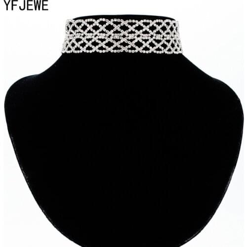 YFJEWE Fashion Women Full Crystal Wedding Party Prom Christmas Necklace Sexy Rhinestone Statement Chocker Wedding Gifts N371