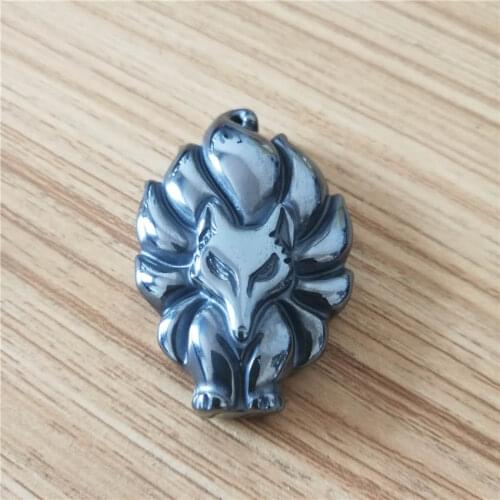 Drop Shipping Natural Terahertz Nine-tailed Fox Lucky Necklace Pendant Men and Women Crystal Stone Pendants jewelry gift