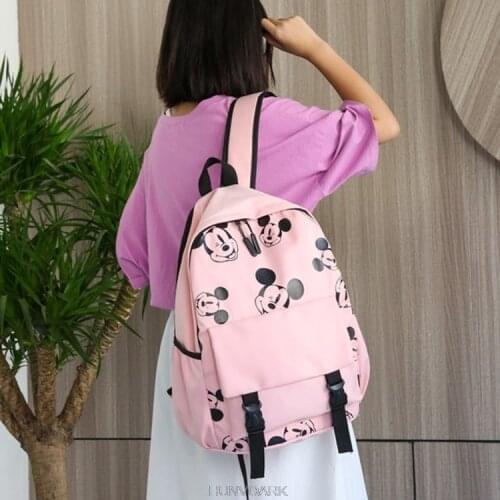 Disney Micky Women Backpack Candy Color Capacity Girls Schoolbag Teenager Book Bag Preppy Kawaii Micky School Backpack