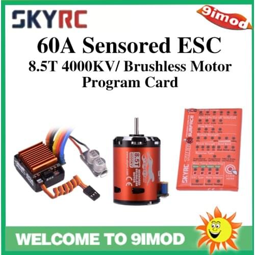 SkyRC Cheetah Cheetah 8.5T 4000KV/ Brushless Motor+1/10 60A Sensored ESC Program Card Combo Power System for 1/10 1/12 RC Car