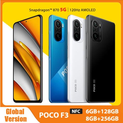 POCO F3 NFC 5G 6GB 128GB/8GB 256GB Smartphone Global Version Snapdragon 870 Octa Core 6.67"120Hz E4 AMOLED Display 33W Fast 48MP