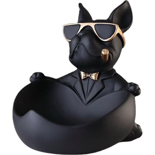 Cool Dog Figurine Dog Statue Storage Box Animal Ornament Resin Craft Art Sculpture Figurine Home Decoration Gift