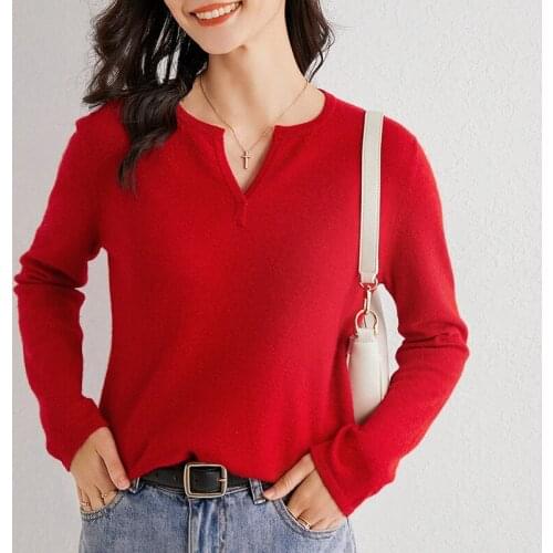Autumn and winter new wool sweater women half open collar pullover solid color long-sleeved cashmere bottoming shirt