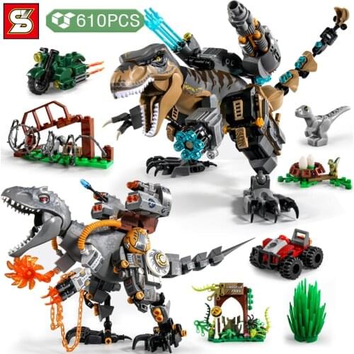SY BLOCK Creativity Jurassic Dinosaur Animal Park World Building Blocks Diy Bricks Educational Toys for Children Gifts for Boys