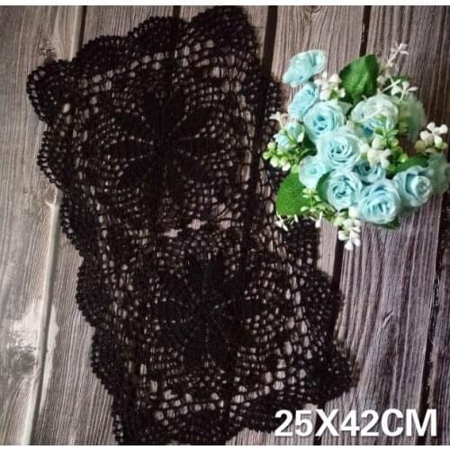 Vintage Crochet Cotton Table Mats Christmas Flowers Placemat Rectangle Coffee Beer Coaster Mug Food Mat Pad Weddings Table Decor