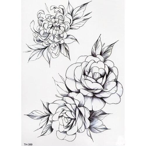 Under Breast Sternum Shoulder Arm Temporary Tattoo with Lotus Rose Yoga Pattern Body Art