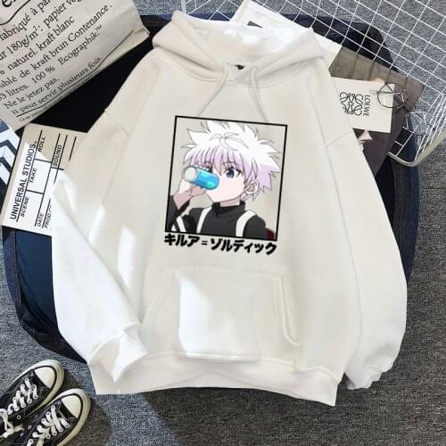 Anime Manga Print 2021 Womens Hoodies Killua Zoldyck Hoodie Oversized Sweatshirt Women Streetwear Tops Loose Casual Sweatshirts