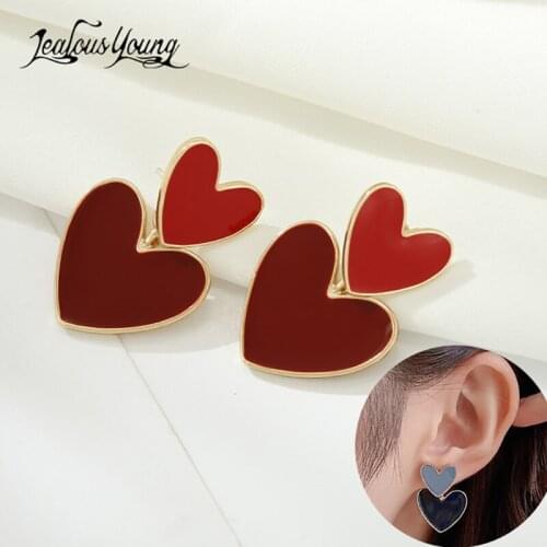 Red Love Shape Party Women Earings with Heart Elegant Fashion Wedding Drop Earrings Jewelry Gift