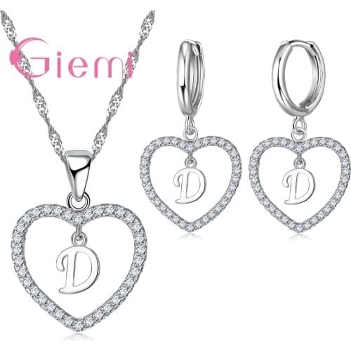 Charming Popular Party Ceremony Jewelry Sets 925 Sterling Silver and 26 Letters Personal Hot Sale Necklace Earring