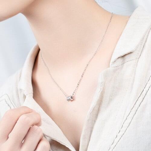 2021 New 925 Sterling Silver Lucky Zircon Necklaces Geometry Clavicle Pendants Chain Women Girl Jewelry Party Gift