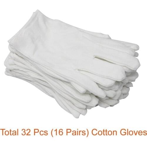 16 Pairs (32 Gloves) 100% Cotton Lisle White Inspection Work Gloves for Coin, Jewelry, Silver, or Photo Inspection NEW