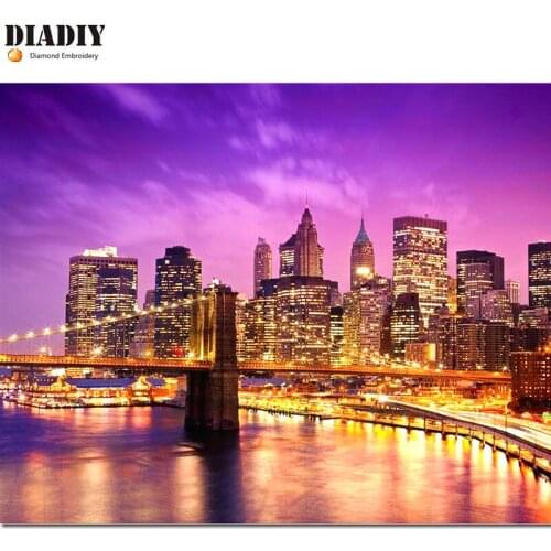 5D DIY Diamond embroidery city night landscape full square&round diamond painting Cross Stitch Rhinestone mosaic home decoration