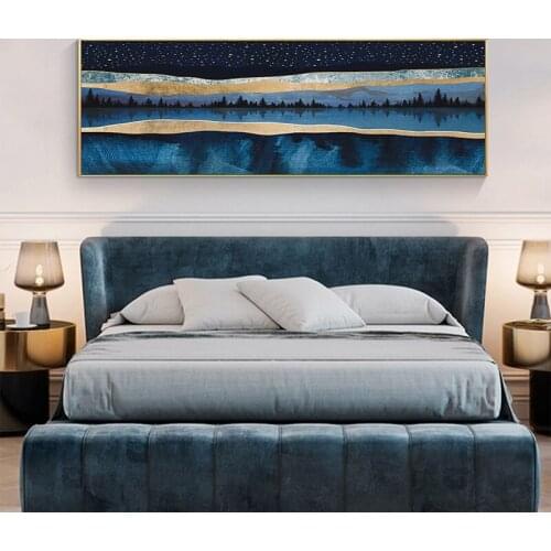 Abstract Natural Sky Lake Tree Landscape Posters and Prints Canvas Painting Scandinavian Wall Art Picture for Living Room