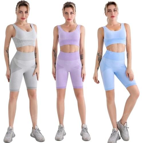 Seamless Leggings Women Gym Clothing Female High Waist Yoga Pants Tracksuit Women Fitness Clothing 2 Piece Set Long Sleeve Top
