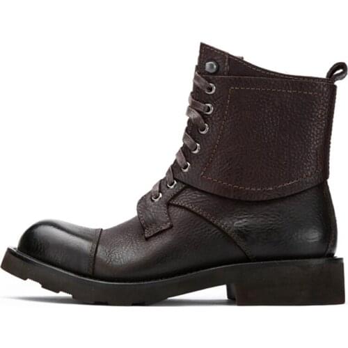 Comfortable Military Boots Vintage Military Shoes Genuine Leather Men Ankle Boots 18#20/10d50