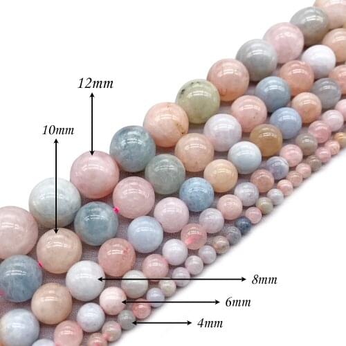 Natural Gem Stone Beads Precious Morgan MorganiteBall DIY Beads for Women Jewelry Making Bracelets Necklaces J219