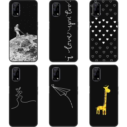 Case For Realme V5 Phone Case Back Cover Black Softness Silicone Bumper