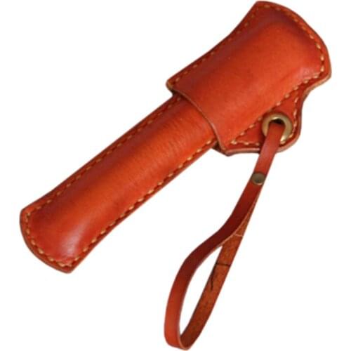 New Created Real Leather Pen Bag Handmade Single Fountain Pen Case Deluxe Hangable Pen Case