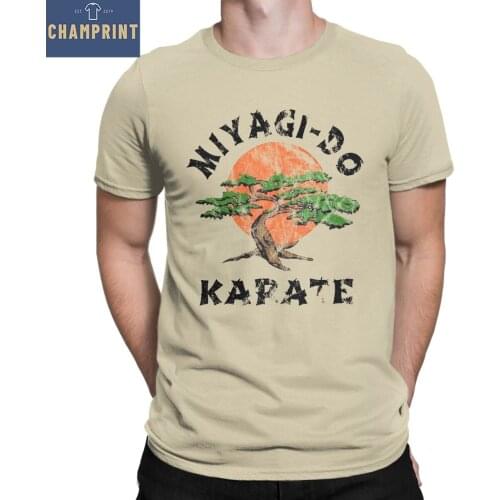 Cobra Kai The Karate Kid Miyagi-Do Karate T Shirts Mens 100% Cotton Vintage T-Shirt Round Collar Tees Short Sleeve Tops Party