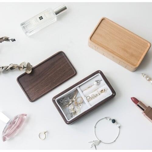 Japan Style Wood Jewelry Box Multi-Function Storage Box with Mini Mirror High Quality Wedding Birthday Gift