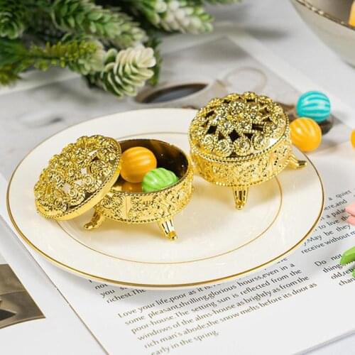 Exquisite European Style Incense Burner 6.5*5*4cm Electro Jewelry Candy Storage Gold Silver Plating Retro Decorations Box B G9B5