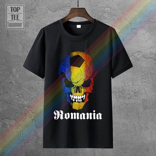 Classic Romania Footballer Skull Flag T Shirt Fan Hooligan