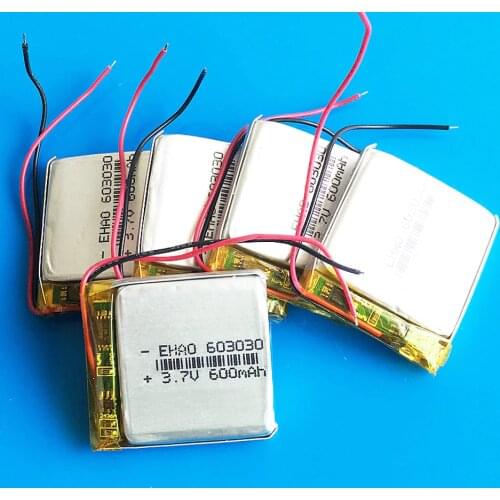 Lot 5 pcs 600mAh 3.7V rechargeable battery 603030 li polymer lithium battery li on for MP3 MP4 GPS DVD recorder e-book camera