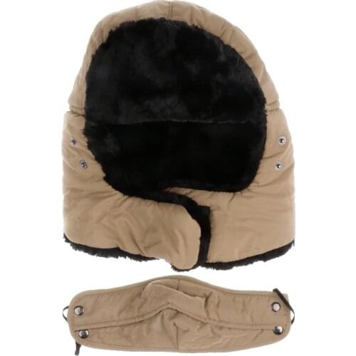 Mens Ladies Trapper Plain Russian Winter Warm Hat Cap With Mask