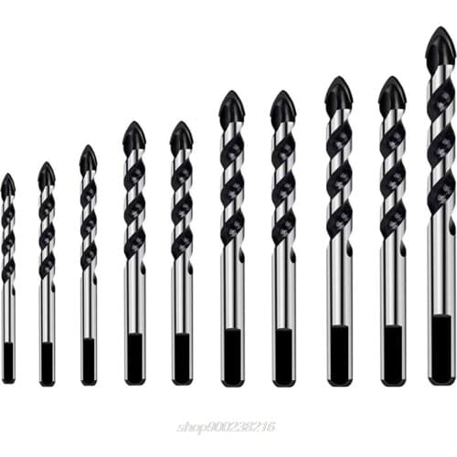 10Pcs Carbide Drill Bit Set for Ceramic Tile Concrete Glass Marble Wood Triangle Porcelain Metal Bits A20 21 Dropshipping
