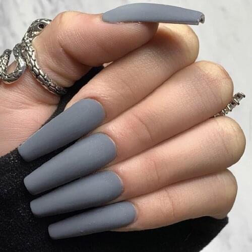 Fake Long Fingernail Long Ballet Series Gray Wear Nail Finished Fake Nail Nail Patch nail extension forms
