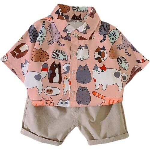 New Summer Children Boys Cartoon Clothing Baby Girls Cotton Shirt Shorts 2Pcs/sets Kids Infant Clothes Toddler Trendy Sportswear