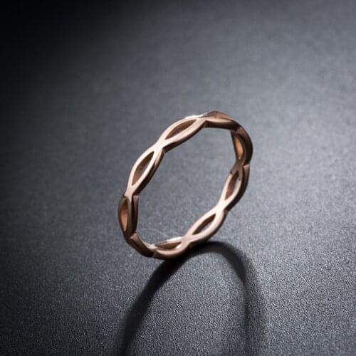 316L Stainless Steel New Fashion Upscale Jewelry Intertwined Wave Rose Gold Color limitless Wedding Bride Rings For Women Ladies
