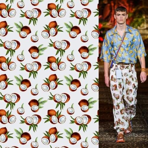 New brand coconut digital printing fabric silk scarf shirt pants dress pajamas swimsuit fabric customization various materials