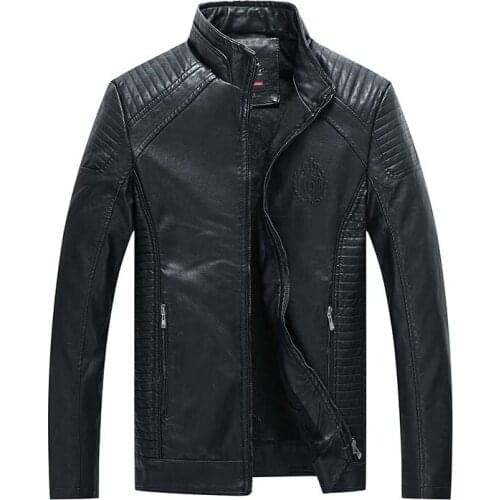New Style for Autumn and Winter Leather Mens PU Leather Leather Jacket Mens Korean-Style Leather Mens Brand Mens Clothing