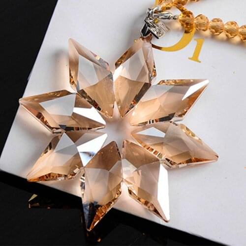 Top Quality 80mm DIY Champagne Christmas Snowflake Nice Pendant Hanging Glass Car & Display Window Crystal Suncatcher Ornament